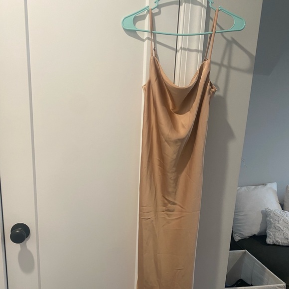 Lulus Saunter In Beige Cowl Neck Midi Slip Dress - Picture 5 of 10
